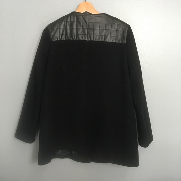 SANDRO | wool & quilted leather black toggle coat - Picture 8 of 9